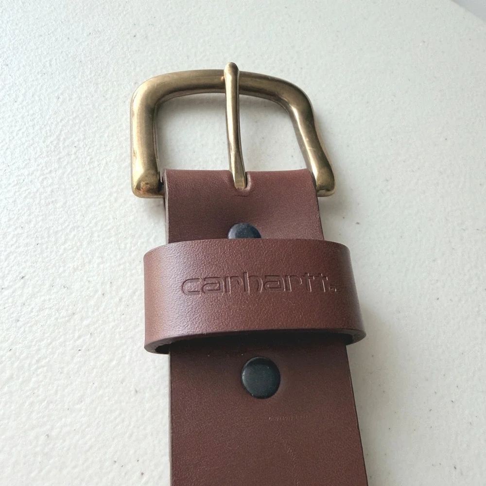 Carhartt Bridle Belt Size 52 Brown Leather Brass Buckle